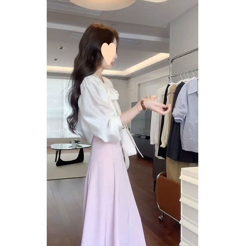 春秋2025新款高级感洋气时尚时髦气质小香风衬衫粉色半身裙套装女|undefined