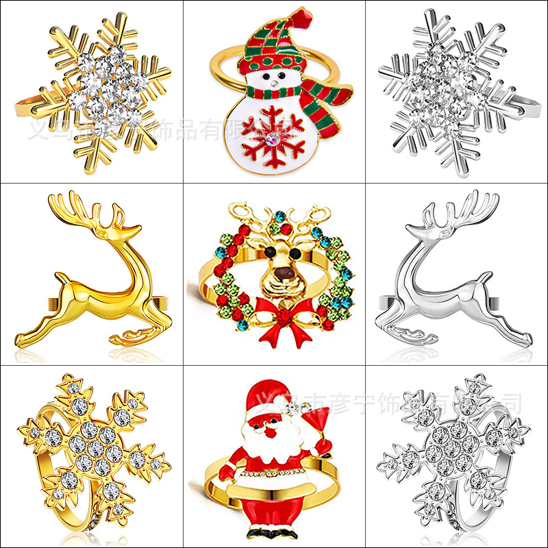 Nueva Navidad servilleta anillo servilleta hebilla árbol de Navidad ciervos Garland servilleta anillo transfronterizo suministro al por mayor fuerza fabricantes