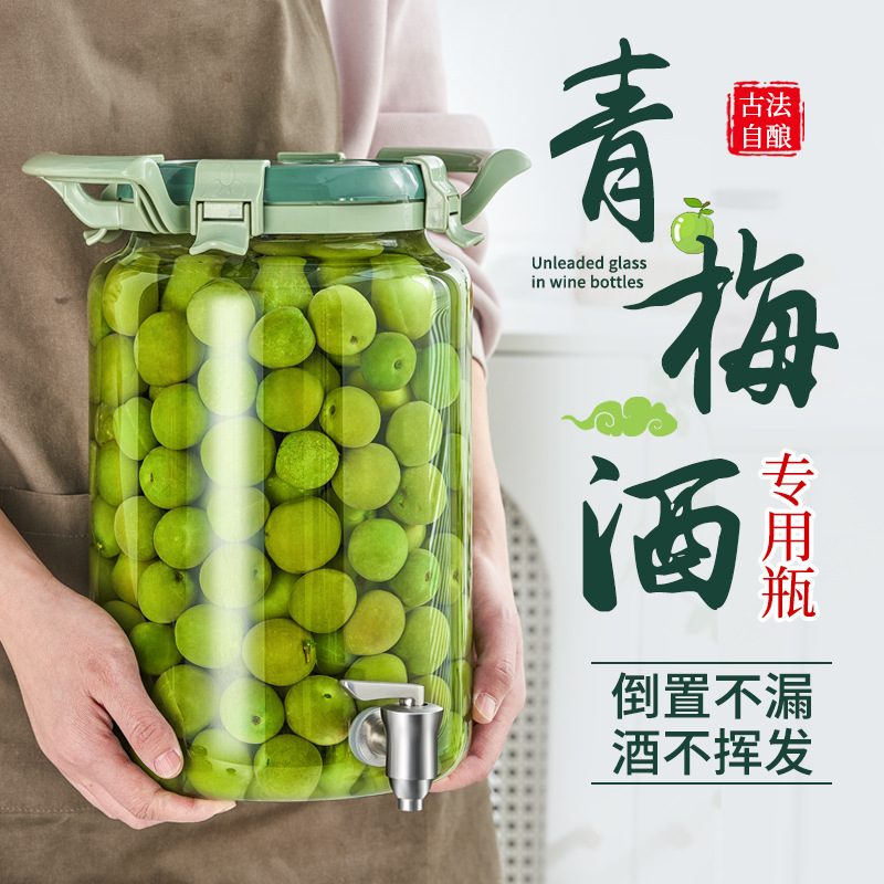 Botella de vidrio para remojar vino, vino de frutas casero de ciruela verde y bayberry, tarro sellado de calidad alimentaria, encurtidos de granos mixtos, tarro para remojar vino, vino medicinal.
