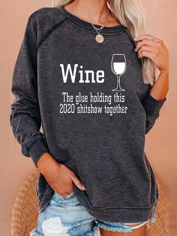 Europa y los Estados Unidos comercio exterior nueva ropa de mujer otoño y invierno camiseta de manga larga camiseta de impresión de letras camiseta de base al por mayor