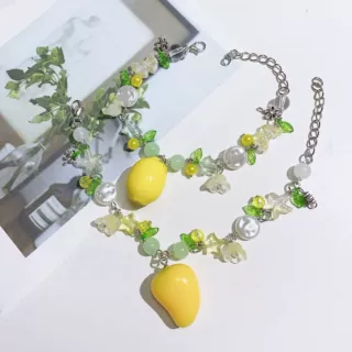 夏日小清新自然水果系列清爽仿真柠檬芒果手链穿搭饰品礼物批发