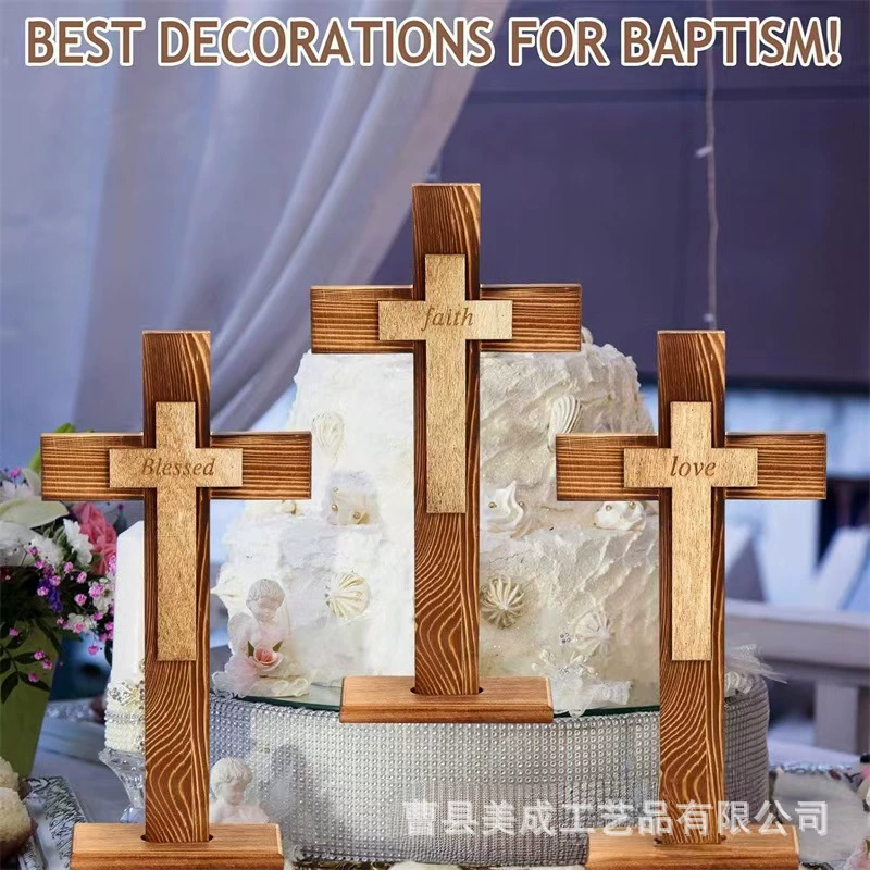 Трансграничный деревянный крест украшение пасхальная вечеринка украшение подвеска праздничный стол украшение из цельного дерева