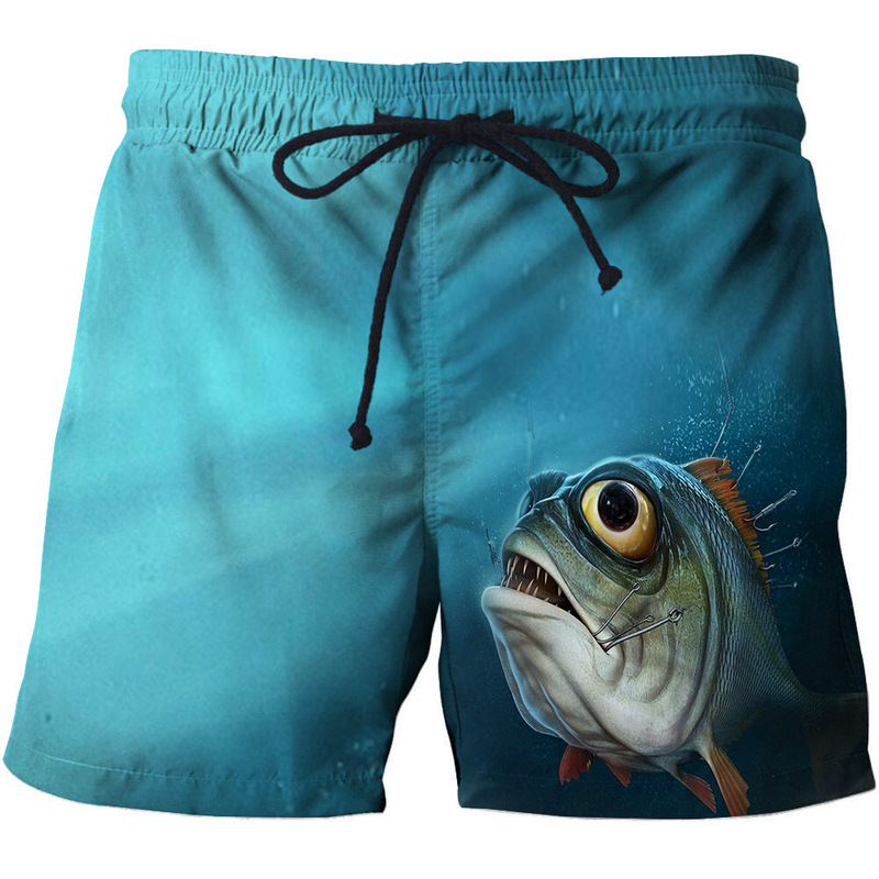 Summer Shorts Luya Fishing 3D Printed Shorts Men's Fashion Beach Shorts Quick-Drying Sports Pants Manufacturer Supply
