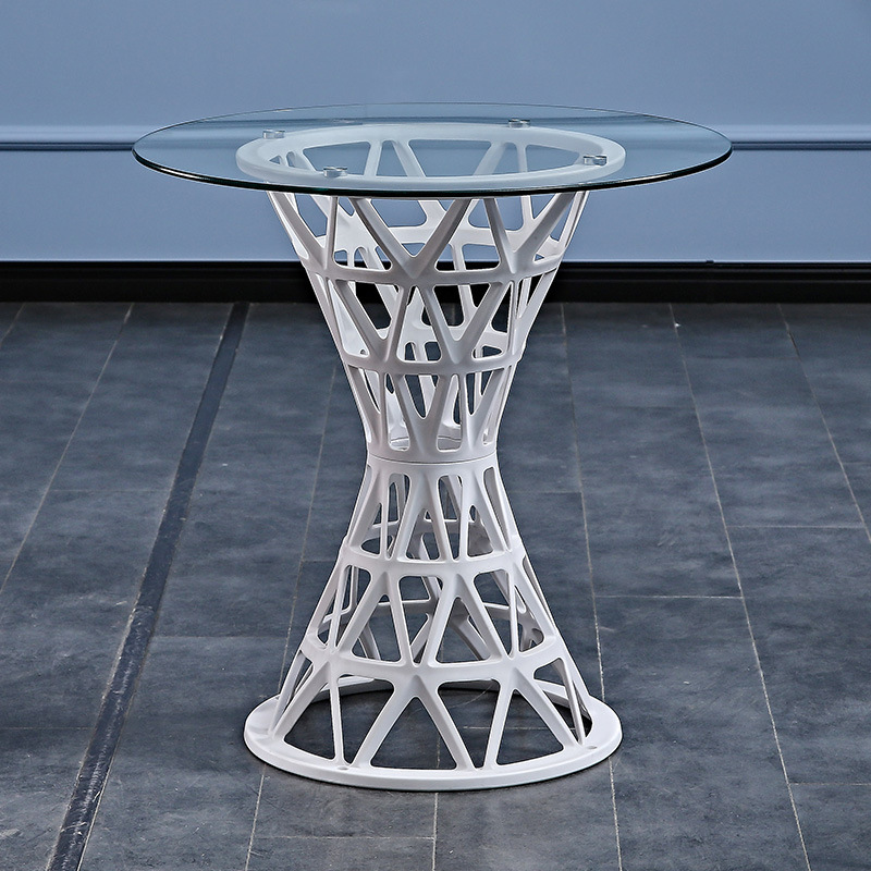 阳台小茶几圆形简易台小户型小圆桌钢化玻璃小圆桌子休闲桌椅套装