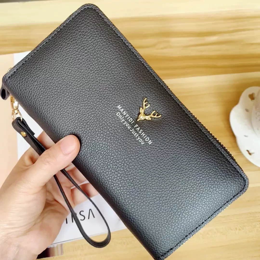 Кошелек, длинная сумка через плечо на молнии, вместительная маленькая clutch, натуральная кожа