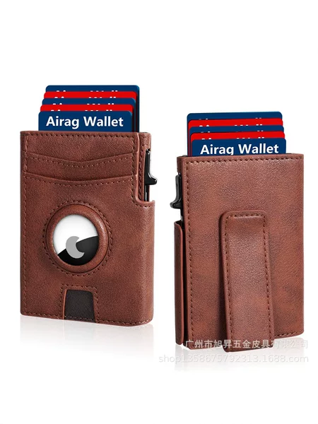 Xusheng Hardware Men's Short Wallet Airtag Card Holder Business Aluminum Alloy Anti-Theft Card Holder Men's Business Style