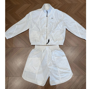 [high quality] Sports Style Collar Summer Fresh Casual Loose Long Sleeve Jacket Shorts Solid Color White suit