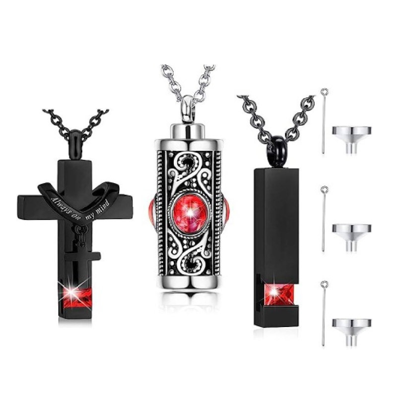 Amazon nuevo perfume botella collar de cenizas en forma de corazón Cruz animal mascota urna Memorial colgante