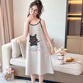 女童睡裙夏季薄款时尚可爱吊带睡裙洋气女孩家居服可外穿0182A018