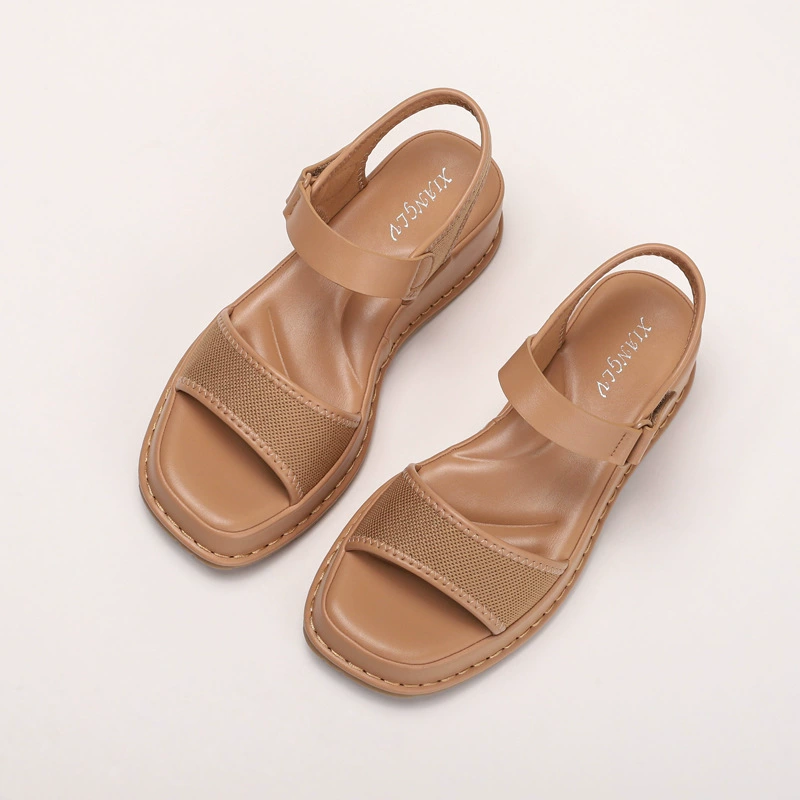Summer shoes with velcro for leisure, universal sandals platform, footwear
