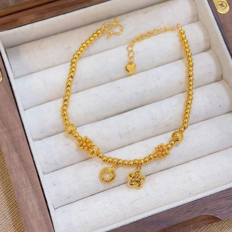 沙金饰品新中式点钻金坨碎银沙金手链女国风高级感久不掉色手饰|undefined