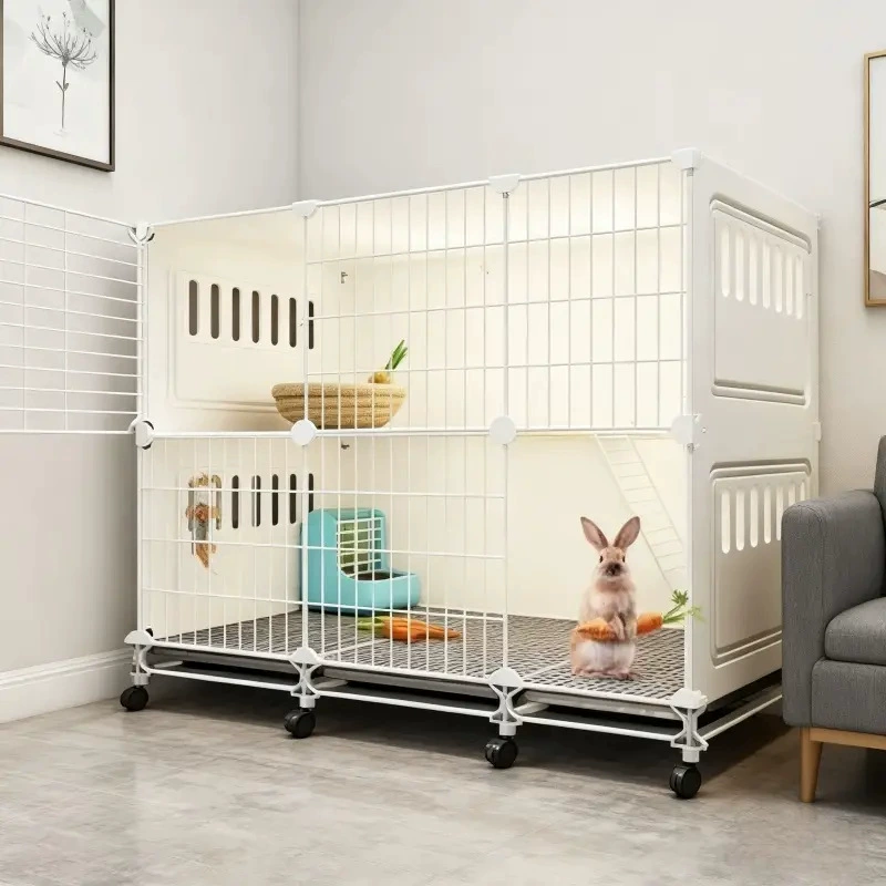 Кролик клетка для домашнего использования очень большой двухслойный комнатная автоматическая очистка навоза голландская свиная клетка двухэтажная платформа коттеджи