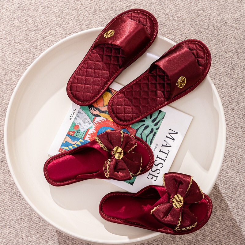 Wedding Slippers for Women, New Bride Shoes, Summer Festive Pair, Red Couple Slippers for Wedding, Direct Sales from the Manufacturer, One-Piece Drop Shipping