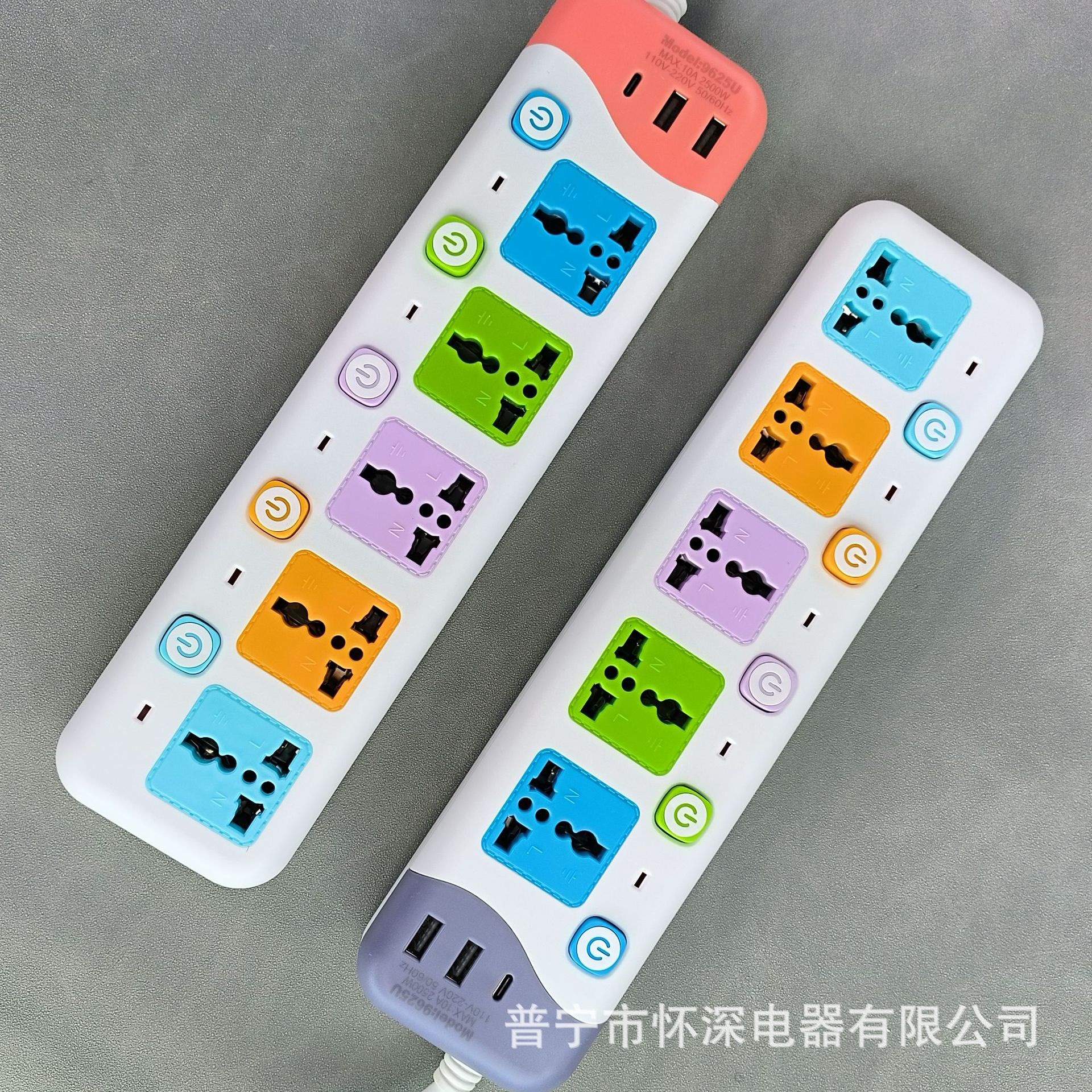 9625 # 2 USB + 1 Tipo-c interruptor de control parcial con lámpara indicadora placa de conexión de color mixto comercio exterior enchufe de fila