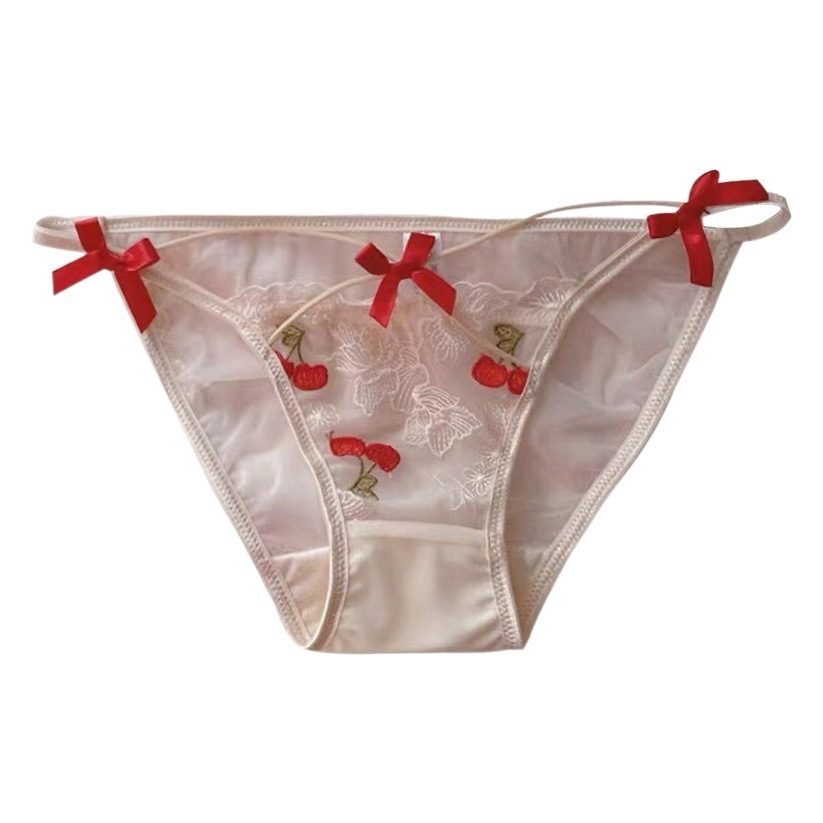 Fruta partido * exquisito bordado sexy ropa interior de las mujeres puro deseo malla Cruz arco lindo chica briefs