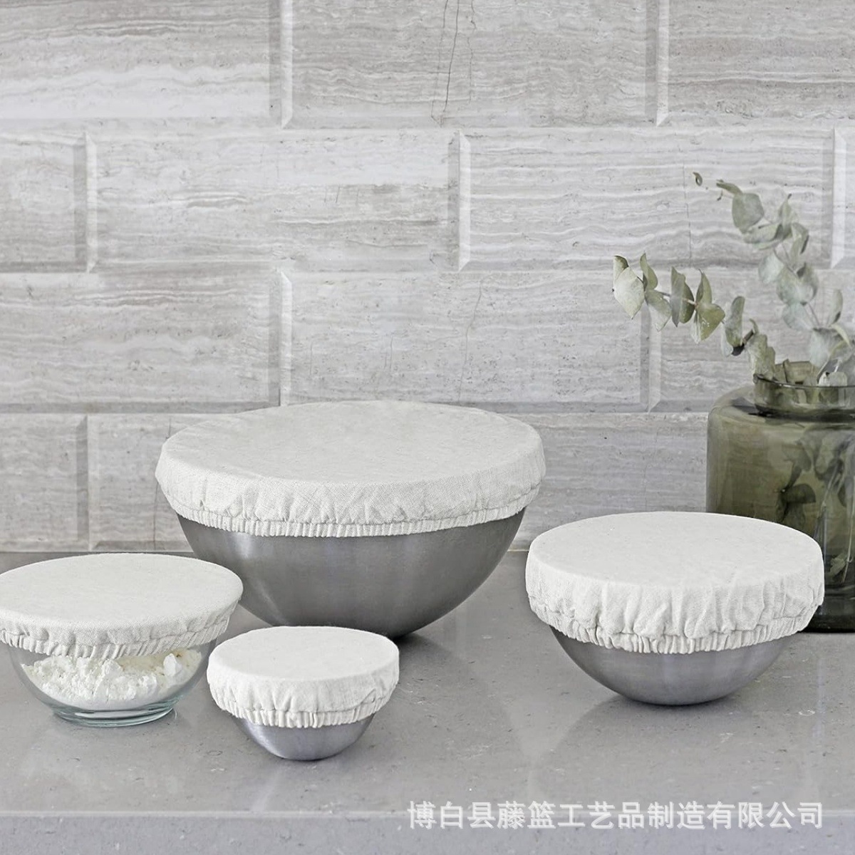 Cotton Fabric Bowl Cover Elastic Dustproof Breathable Bowl Cloth Lid for Bread Fermentation Reusable