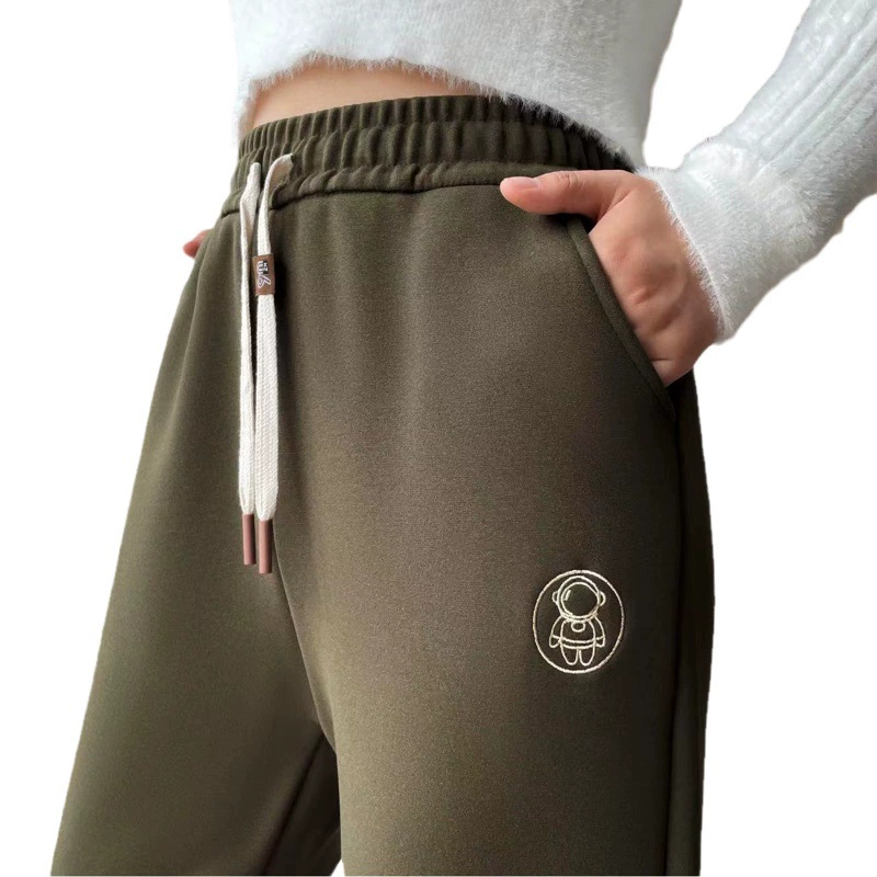 Осенние и зимние женские брюки утолщены с высокой талией, повседневные брюки новые нано-бархатные ветровые штаны