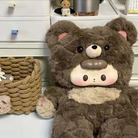 可爱小熊毛绒双肩包包女式2025新款卡通立体玩偶包少女心学生书包