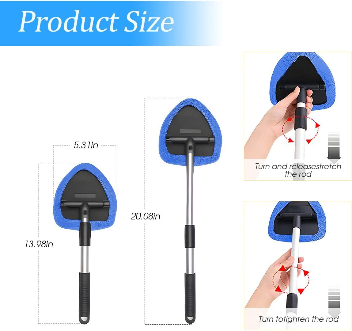 Cross-Border Labeling and Dropshipping of Car Windshield Cleaning and Defogging Brushes, Factory Wholesale Telescopic Pole Car Window Brush Set