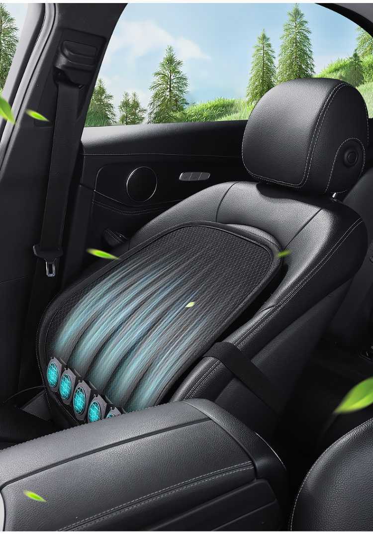 Car seat USB three-level adjustable air-blowing lumbar support cushion for office chairs, ventilated lumbar support pad for long-term sitting