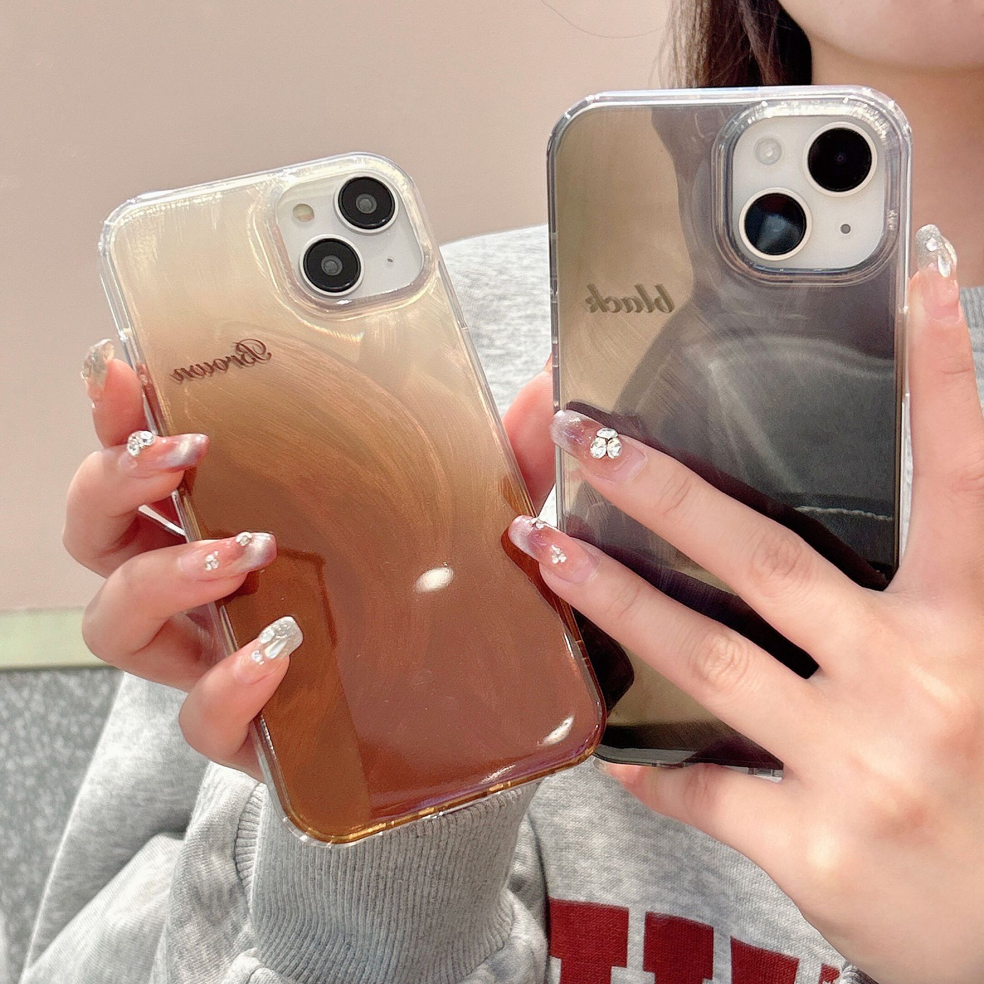 Hanfeng Feather Yarn Gradient iPhone14Pro Niche 13Pro  12Pro Phone Case 15Pro Max_voghion.com
