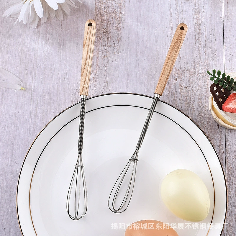 华展 [弹簧打蛋器搅拌器手动不锈钢水曲柳木柄家用奶油蜂蜜搅拌工具]