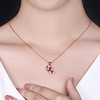 Pendant, golden stone inlay, zirconium, European style, pink gold, with gem