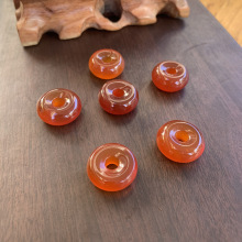 马料红玉髓平安扣吊坠 男女款红玛瑙平安扣面包圈小巧挂件送挂绳