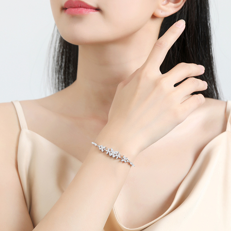 蒂奇亚原创紫藤花手链女S925纯银森系轻奢小众精致闪锆蝴蝶手饰品|undefined