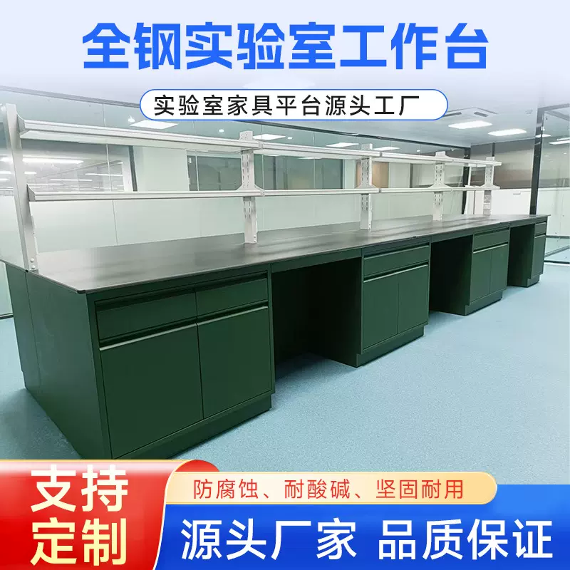 定制实验室全钢化学试验操作台中央台水槽台仪器双边柜检测工作台