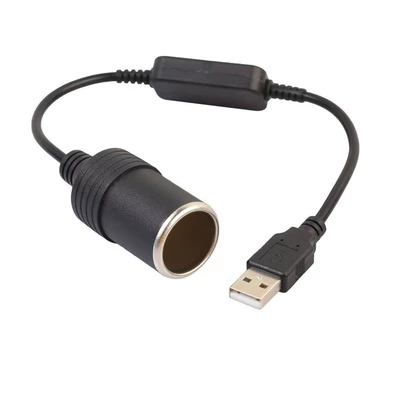 Cross-border black thick copper wire 5V to 12V driving recorder boost power USB to cigarette lighter adapter (Siqaret yandırıcısı) - 352010-usb-to-cigarette-lighter-female-port