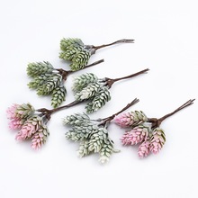 仿真植物松果花束6头 创意用品植物背景墙 花环配件材料 仿真花塑