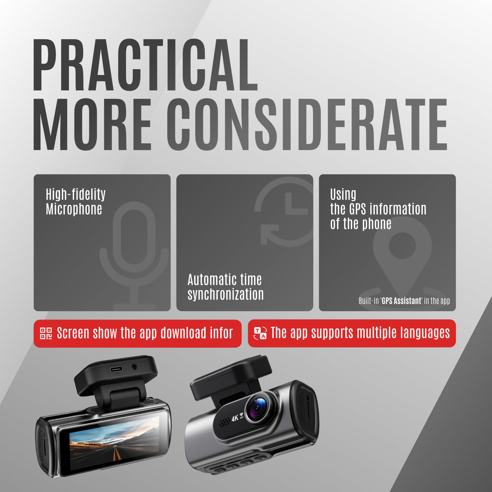 Cross-border new high-temperature-resistant 4K HD dashcam with dual recording, Wi-Fi, GPS, and night vision – available on Amazon