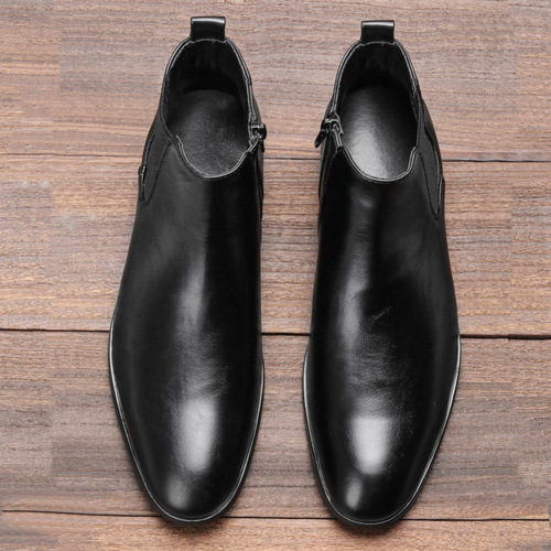 ①E 164 Large Size 38~50 Men Ankle Boots Leather Chelsea