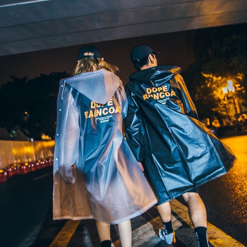 Trendy Long Raincoat for Men and Women, Korean Street Fashion Brand, Personalized Fashion, Transparent Rainproof Adult Poncho