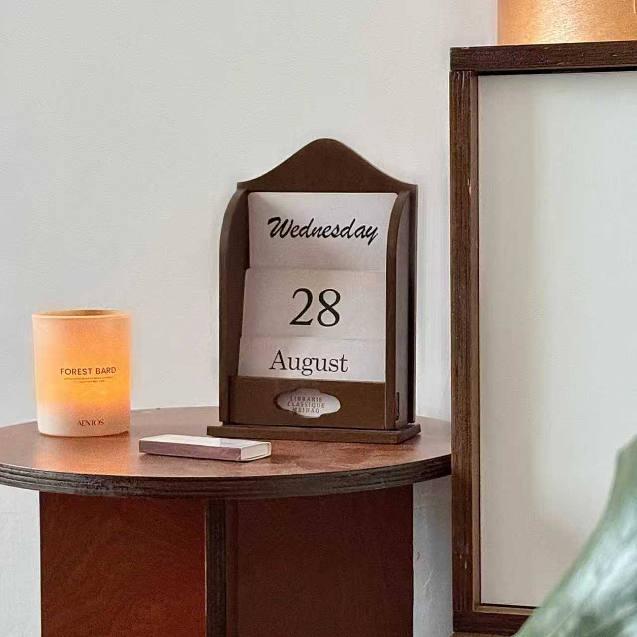 Calendario Perpetuo de Madera de Madera Maciza, para Oficina y Decoración del Hogar