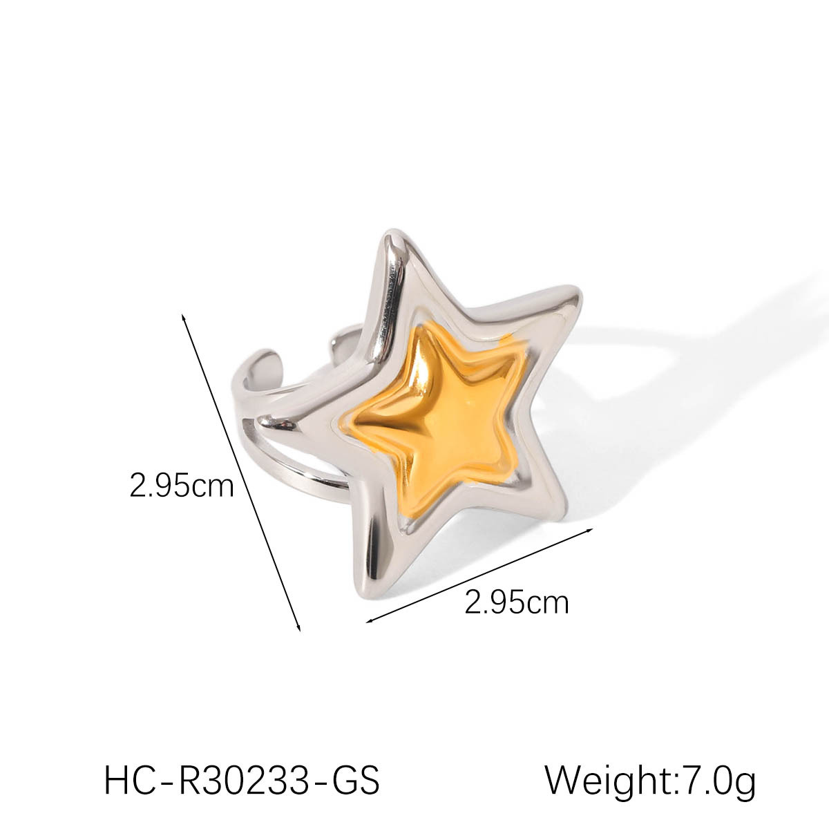 Anillo de acero inoxidable de cinco puntas de color en forma de estrella no se desvanece, anillo de acero de titanio de alta calidad, joyas de mano