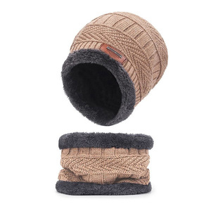 Amazon knitted hat three-piece set winter plus velvet thickened warm scarf touch screen gloves cross-border hat customization