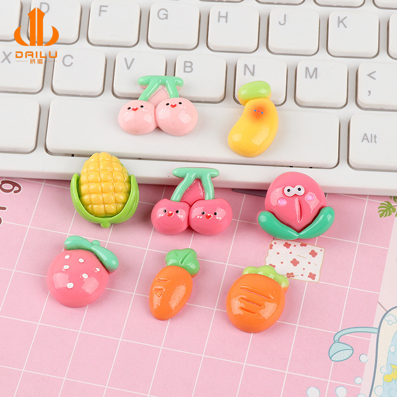 New resin glitter fruit vegetable cherry radish diy handmade decorative supplies drop glue mobile phone case patch