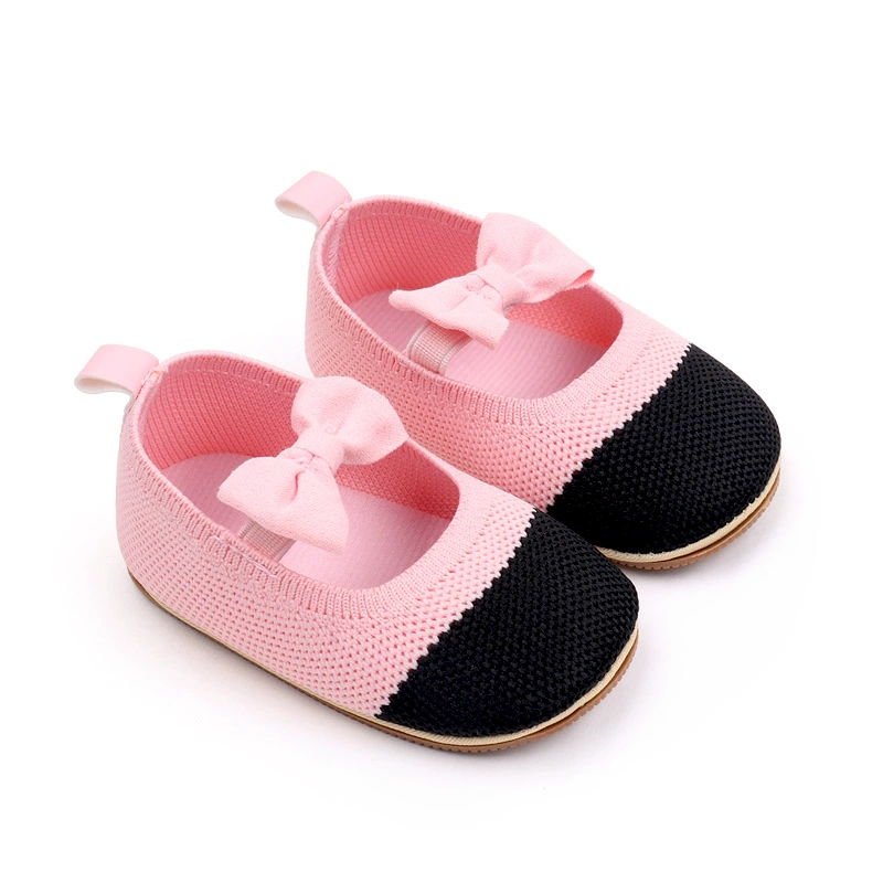 Woven children's shoes with bow girl's for princess for leisure, autumn, soft sole