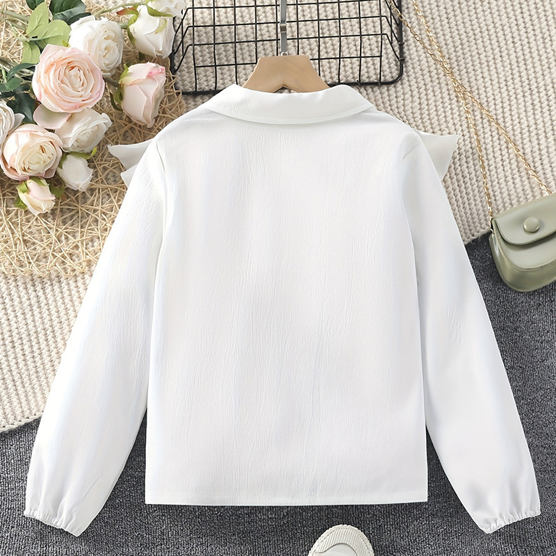 Camisas de niñas 2024 primavera comercio exterior nuevo estilo camisa de arco de ropa de estilo extranjero traje de niños camisa blanca base