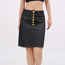 欧美气质短裙2025秋冬新款优雅修身显瘦单排扣设计牛仔半身裙女式