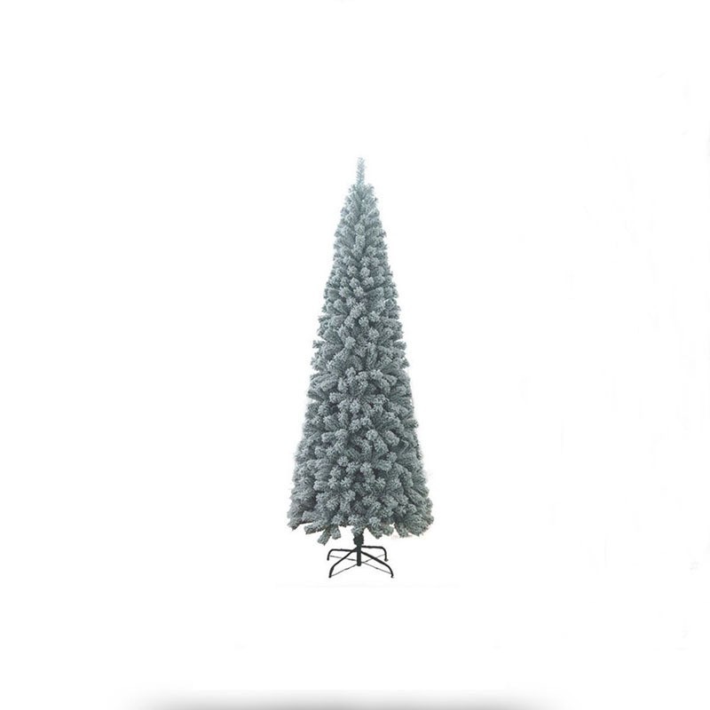 Nueva decoración navideña transfronteriza, árbol de Navidad de PVC realista para hotel, de pie, flocado, con diseño de lápiz, plegable, venta al por mayor de fábrica.