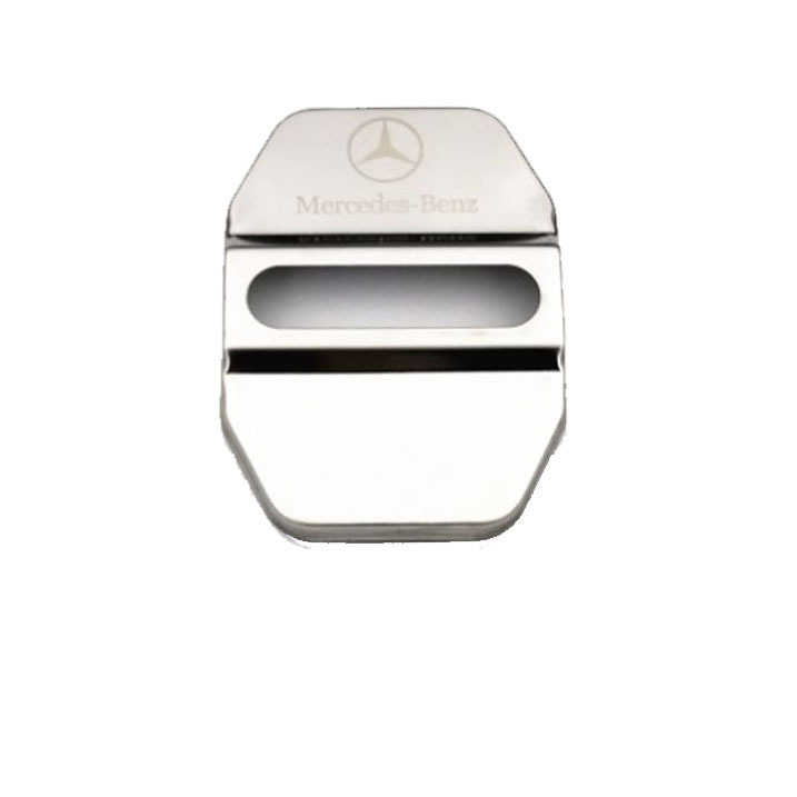 Mercedes-Benz Titanium Black Door Lock Buckle Cover Stainless Steel for Mercedes-Benz C E GLA S Class AMG (Other Automotive Interior Supplies) - silver-4pcs-mercedes-benz-logo