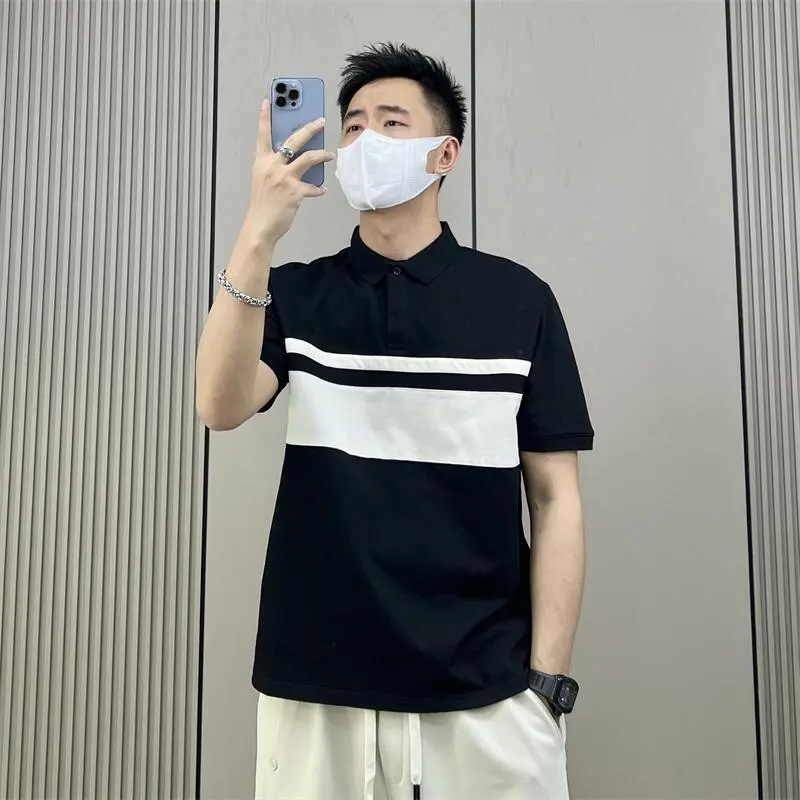 Men's retro fashionable two-tone polo