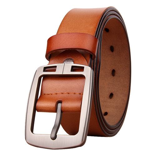 Cross-border men's antique pin buckle belt, genuine leather men's belt, cowhide vintage trouser belt manufacturer for young and middle-aged people