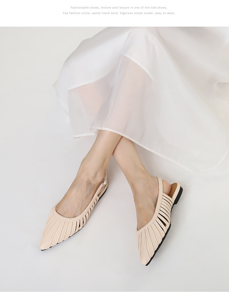 Unique Pointed-toe Buckle Sandals For Women, Hollow Back Strap, Flat-soled, New Summer Fashion Beach Shoes_desvips.com
