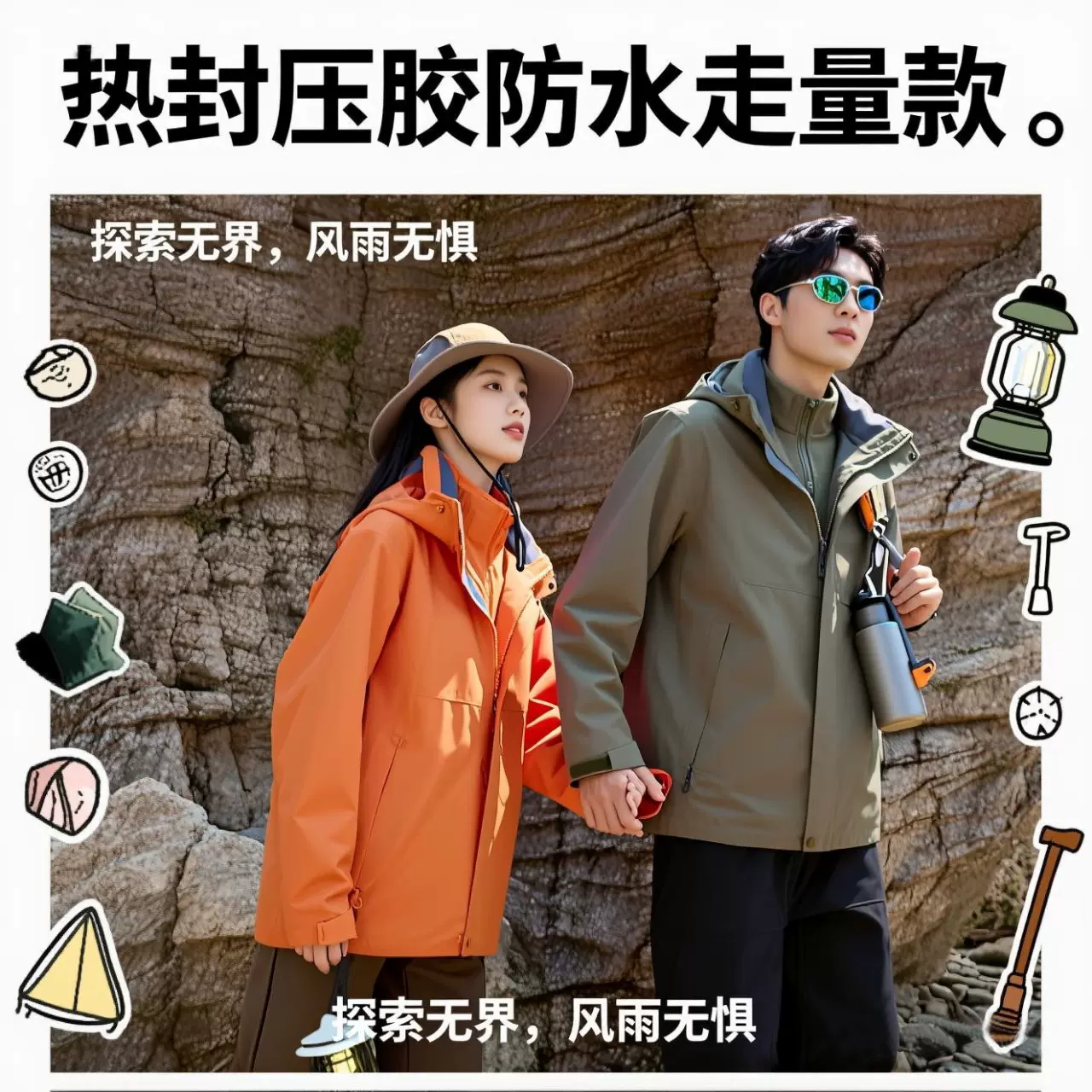 全压胶防风防暴雨耐磨防刮男女通用电力能源企业户外冲锋衣外套弯