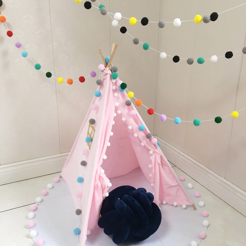 Nordic-style home decor soft furnishings for photography, Christmas macaron-colored tassel garland ornaments for children's room and girls' room