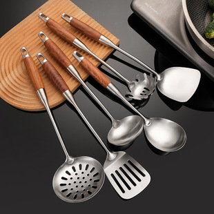 304 stainless steel kitchen utensils pear wooden handle spatula frying shovel soup spoon gift suit cooking spoon shovel kitchen supplies